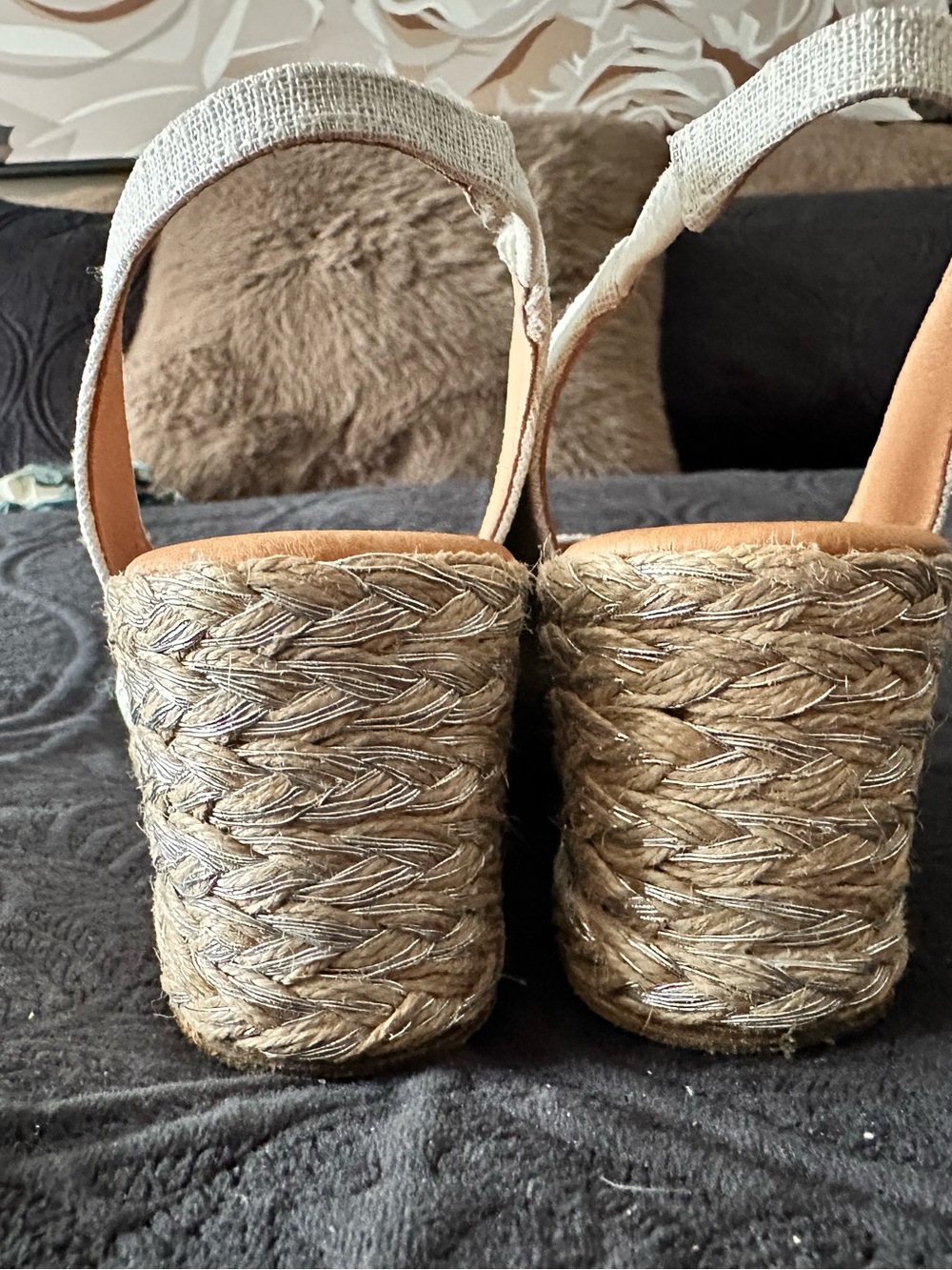Andre Assous Light Beige Slingback Espadrille Wedges - Picture 9 of 14